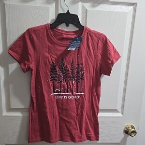 NEW Womens Life is Good Red Graphic Tee